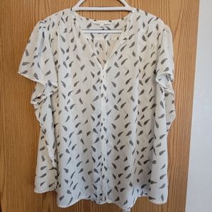 Fun 2 Fun Short Sleeve Linette Split-Neck Blouse
